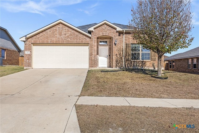 single story home featuring central AC and a garage