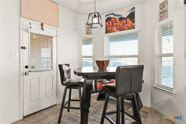 dining space featuring a healthy amount of sunlight and baseboards