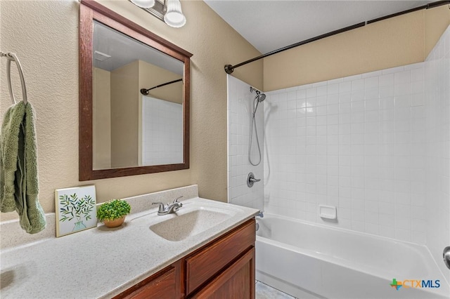 2003 Schottische Ln, Killeen, TX 76542 - full bathroom featuring a textured wall, bathing tub / shower combination, and vanity