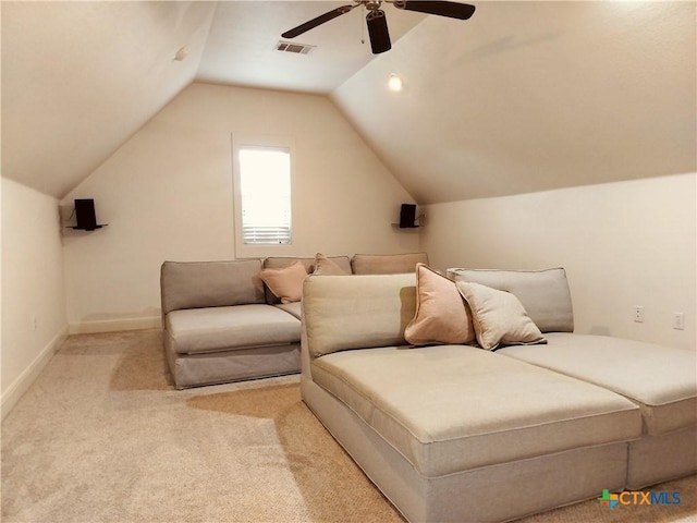 127 Augusta Dr, Wimberley, TX 78676 - bedroom featuring carpet floors, lofted ceiling, ceiling fan, and baseboards