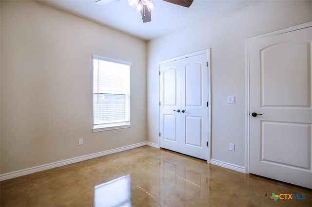 unfurnished bedroom with ceiling fan