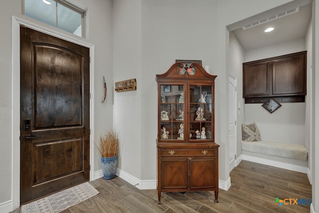 588 Vale Ct, New Braunfels, TX 78132 - entrance foyer with dark wood-type flooring