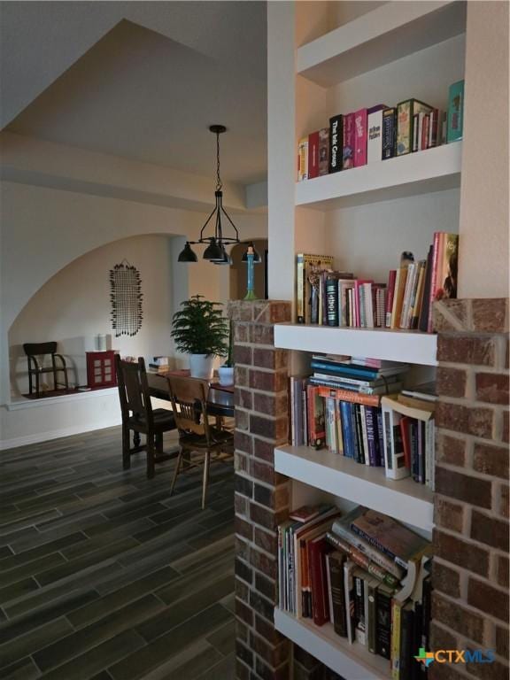 interior space with dark hardwood / wood-style floors