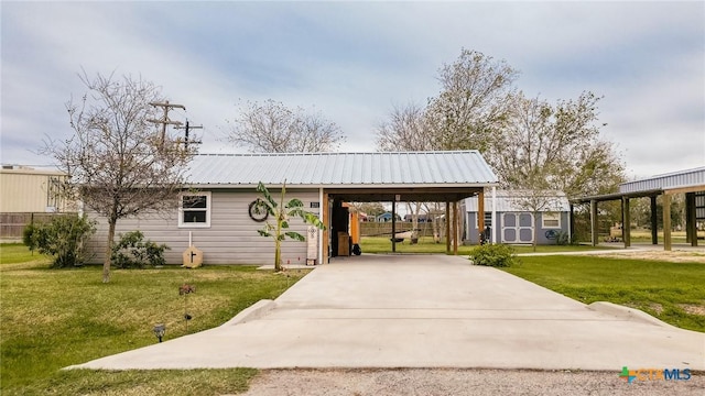 view of community featuring a shed and a lawn