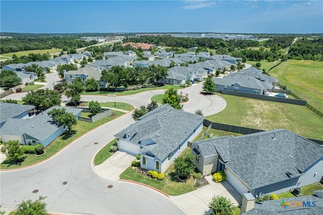 bird's eye view with a residential view