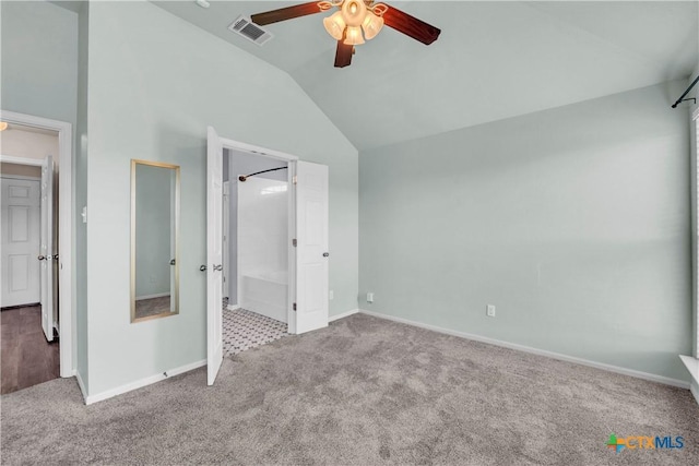 7810 Woodbury Dr, Temple, TX 76502 - unfurnished bedroom with carpet flooring, vaulted ceiling, baseboards, and a ceiling fan