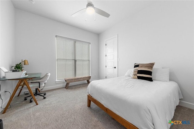 bedroom with carpet floors and ceiling fan