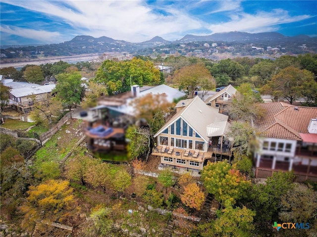 aerial view featuring a mountain view