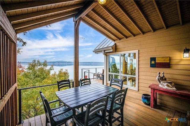 deck with a water view