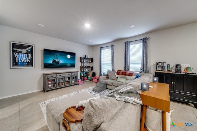 view of tiled living room