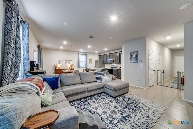 view of tiled living room