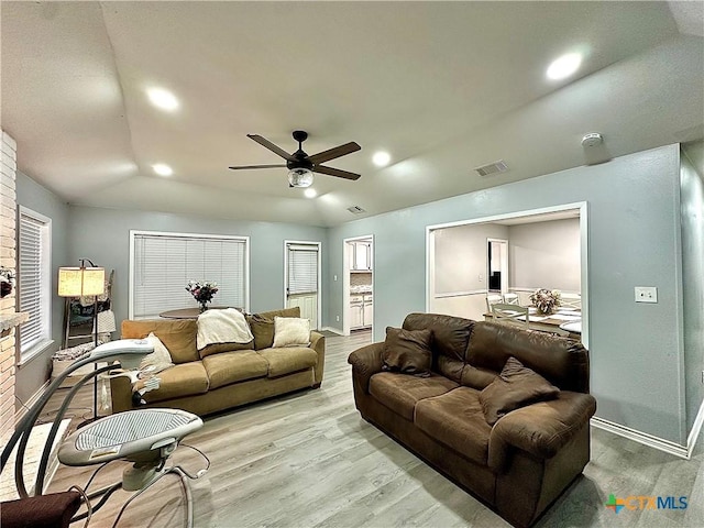 209 Roanoke Dr, Victoria, TX 77904 - living area with light wood-style floors, ceiling fan, and recessed lighting