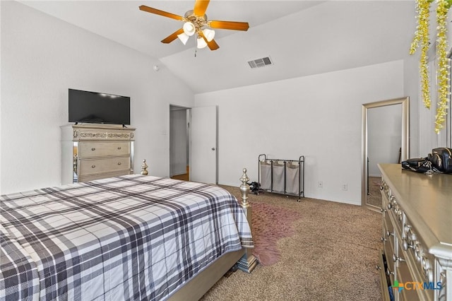 709 Aries Ave, Killeen, TX 76542 - bedroom featuring lofted ceiling, carpet flooring, and ceiling fan
