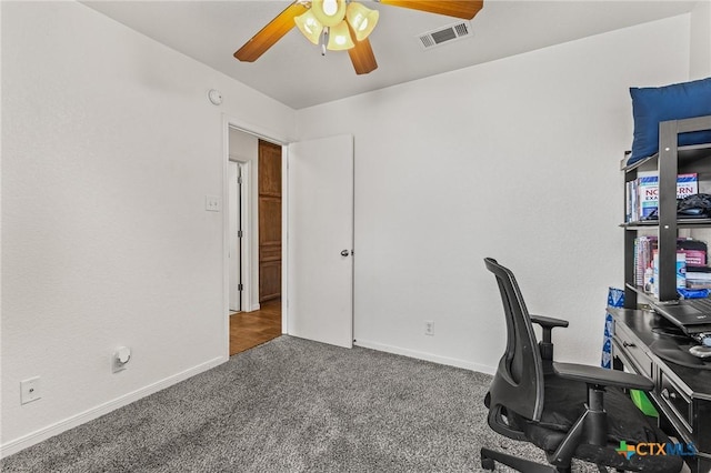 709 Aries Ave, Killeen, TX 76542 - office area with ceiling fan, carpet, and baseboards