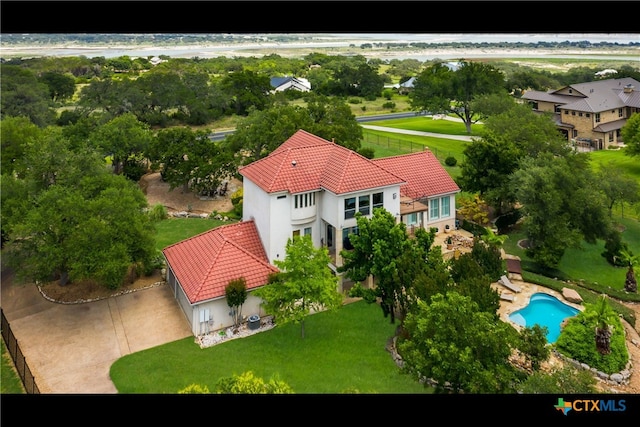 1280 Mystic Pkwy, Spring Branch, TX 78070 - view from above of property featuring a pool area