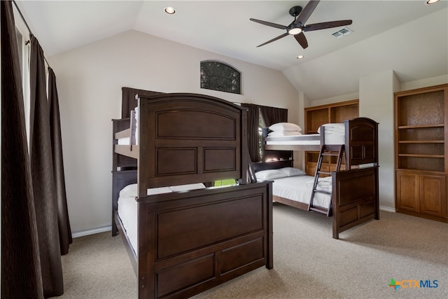 1280 Mystic Pkwy, Spring Branch, TX 78070 - bedroom with lofted ceiling, light colored carpet, and recessed lighting