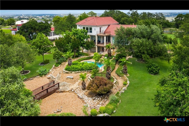 1280 Mystic Pkwy, Spring Branch, TX 78070 - view from above of property featuring a pool