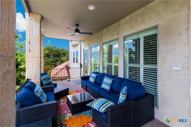 1280 Mystic Pkwy, Spring Branch, TX 78070 - view of patio / terrace featuring an outdoor living space and a ceiling fan