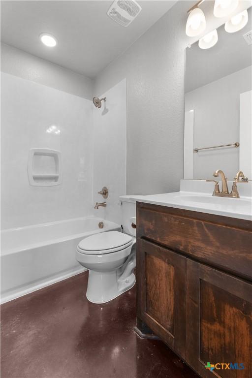 3104 Goblin Dr, Killeen, TX 76549 - full bath with concrete floors, vanity, and tub / shower combination