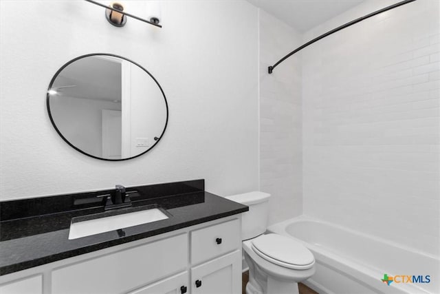 4113 Turning Leaf Dr, Nolanville, TX 76559 - bathroom featuring vanity, toilet, and shower / washtub combination