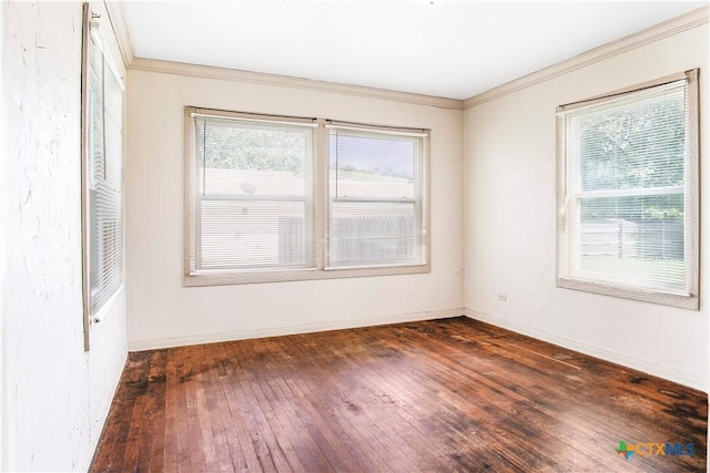 704 Maple St, Yoakum, TX 77995 - empty room with healthy amount of natural light, crown molding, and wood-type flooring