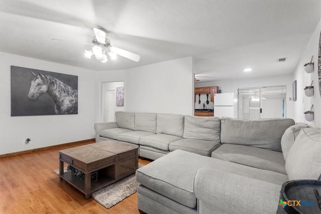 1102 S 5th St, Copperas Cove, TX 76522 - living room with light wood finished floors and ceiling fan
