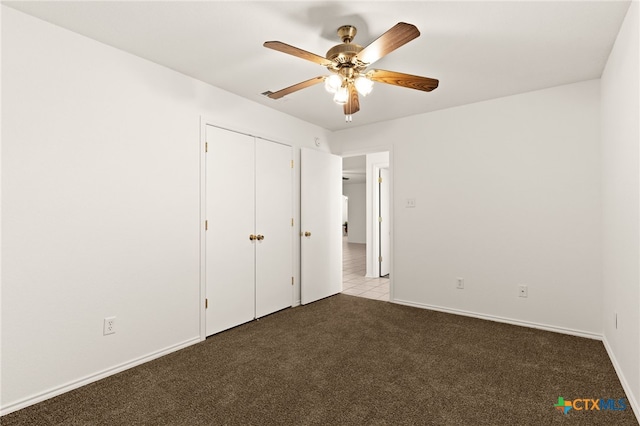3908 Fieldcrest Dr, Killeen, TX 76549 - unfurnished bedroom with carpet flooring, a ceiling fan, and a closet