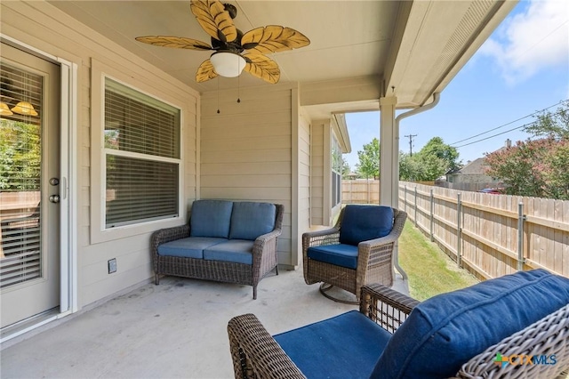 101 Payne Stewart Dr, Round Rock, TX 78664 - view of patio with an outdoor hangout area and a ceiling fan