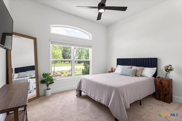 813 Eagle Heights Dr, Salado, TX 76571 - bedroom with light colored carpet and a ceiling fan