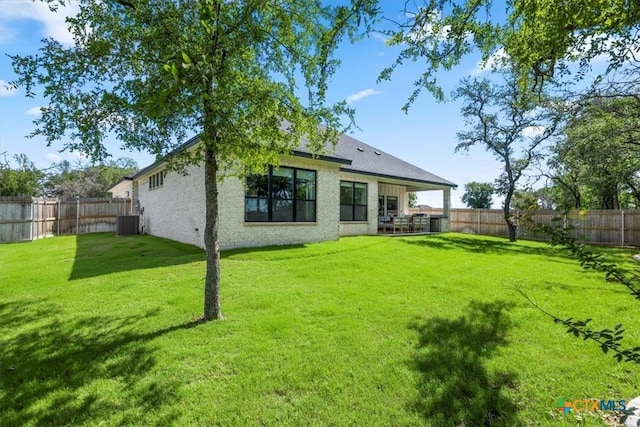 813 Eagle Heights Dr, Salado, TX 76571 - back of house with central air condition unit and brick siding