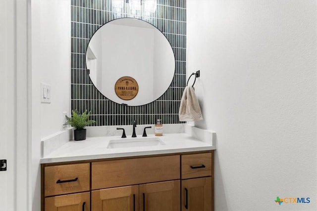 813 Eagle Heights Dr, Salado, TX 76571 - bathroom with vanity and tile walls