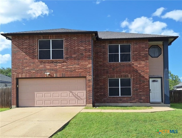 1127 Stone Arch, New Braunfels, TX 78130 - view of front of property with a garage, concrete driveway, brick siding, and roof with shingles