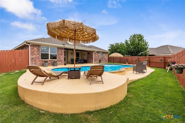 2017 Wagon Gap Rd, Temple, TX 76502 - view of pool featuring a fenced in pool, a lawn, and a fenced backyard