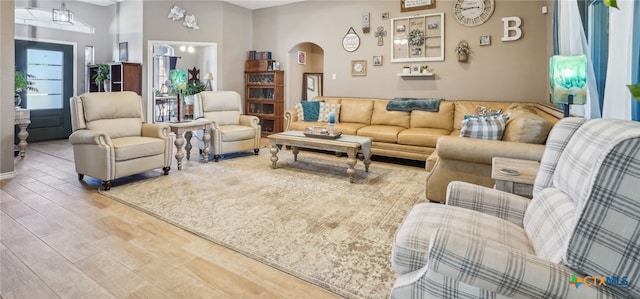 living room featuring wood-type flooring