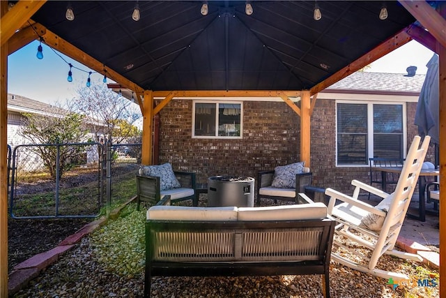 view of patio / terrace with a gazebo and an outdoor hangout area