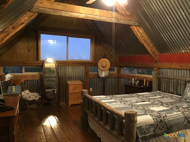 2911 Sulphur Wells Rd, Salado, TX 76571 - bedroom featuring wood-type flooring and vaulted ceiling with beams