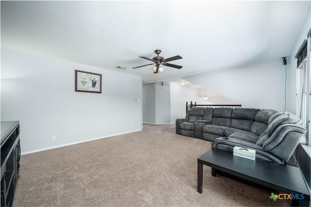 232 Pevero, Cibolo, TX 78108 - living room with carpet flooring, ceiling fan, and baseboards