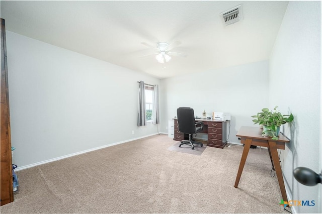 232 Pevero, Cibolo, TX 78108 - office featuring a ceiling fan, light carpet, and baseboards