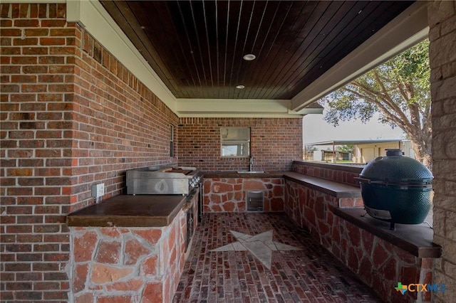 view of patio / terrace with area for grilling, exterior kitchen, and sink