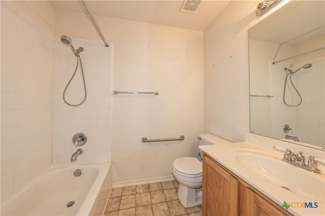 3259 Wren Brook Dr, New Braunfels, TX 78130 - bathroom featuring toilet, shower / tub combination, vanity, and baseboards