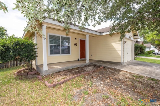 3259 Wren Brook Dr, New Braunfels, TX 78130 - ranch-style home featuring an attached garage, a porch, and concrete driveway