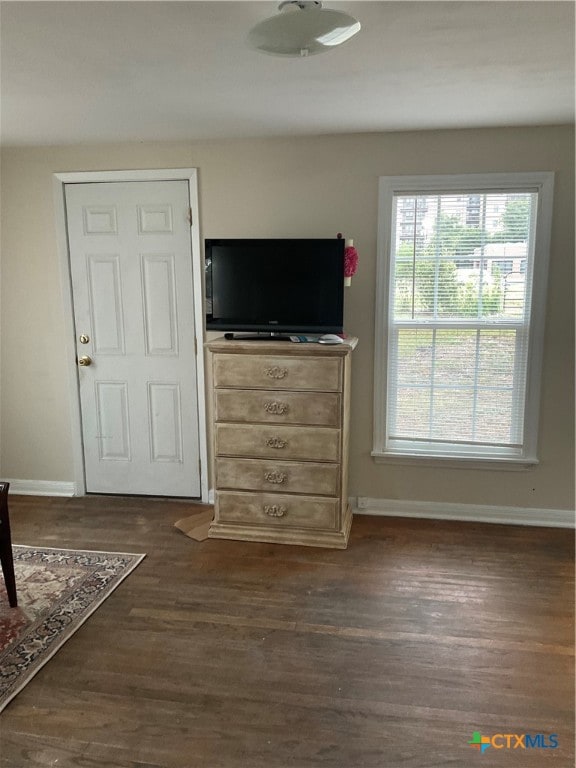 bedroom featuring dark hardwood / wood-style flooring