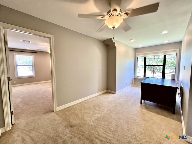 26 Cotswold Ln, Victoria, TX 77904 - empty room with light colored carpet, a ceiling fan, and recessed lighting