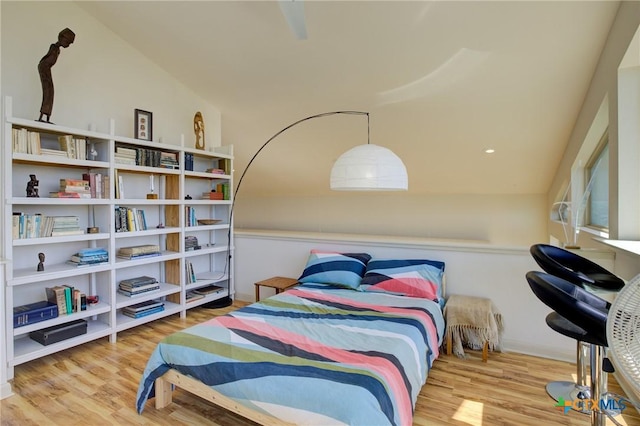 1550 Moon View Dr, New Braunfels, TX 78132 - bedroom with vaulted ceiling and wood finished floors