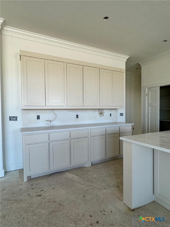 kitchen featuring light countertops and crown molding