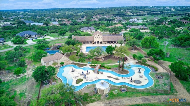 633 Vale Ct, New Braunfels, TX 78132 - aerial overview of property's location featuring a pool area