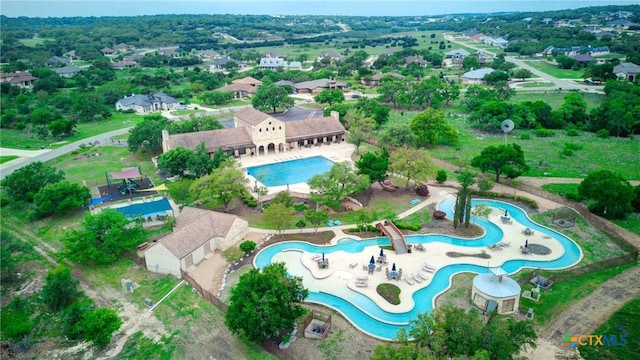 633 Vale Ct, New Braunfels, TX 78132 - aerial view of property and surrounding area with a pool area