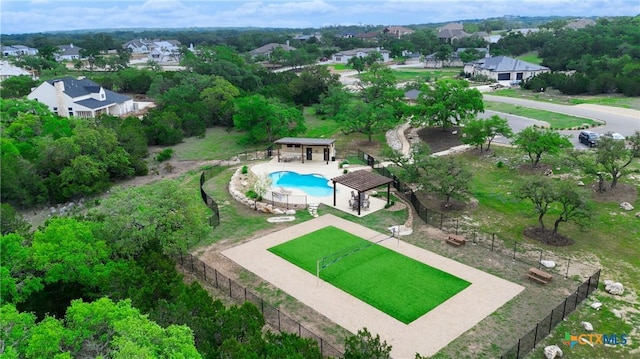 633 Vale Ct, New Braunfels, TX 78132 - aerial view of residential area with a pool area