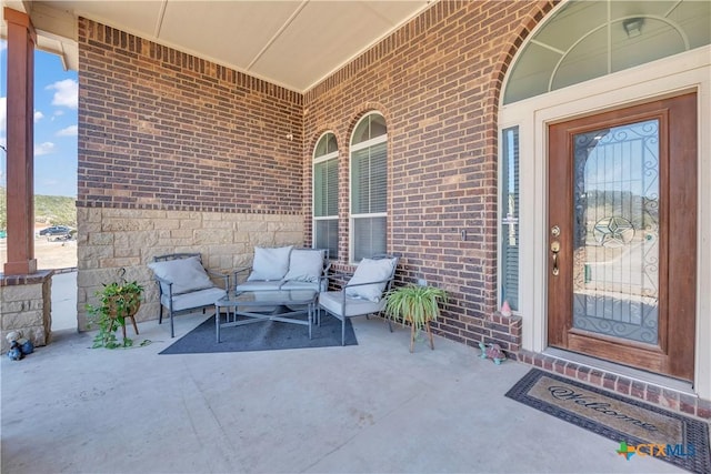 exterior space featuring an outdoor living space