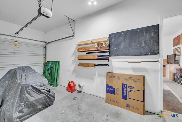 garage with a garage door opener